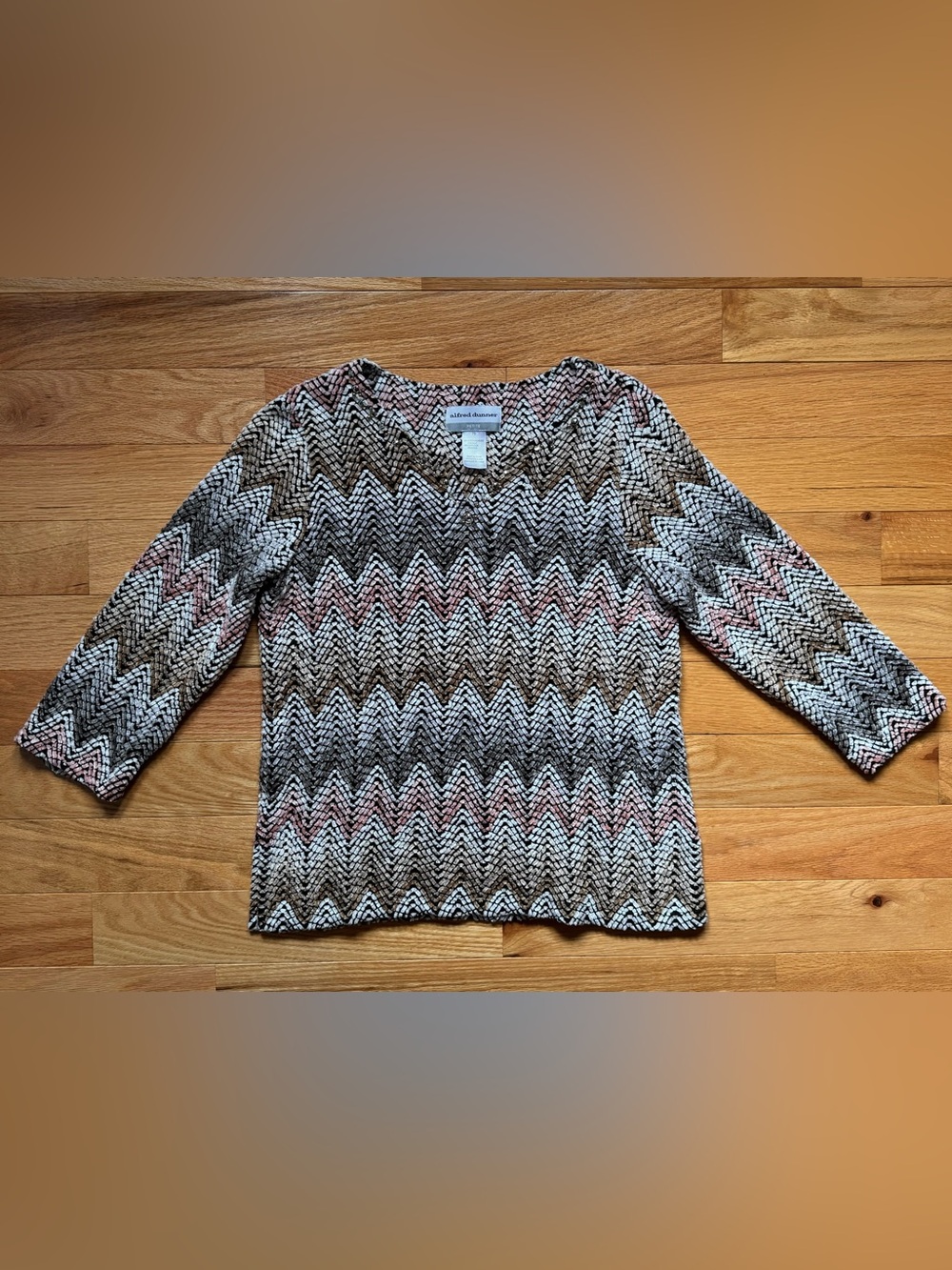 Alfred Dunner Chevron Sweater with Bead Accents, Petite Small